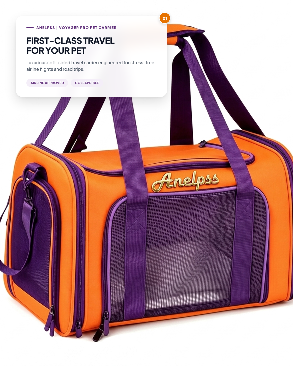 Anelpss⢠Voyager Pro Airline-Approved Soft-Sided Pet Travel Carrier