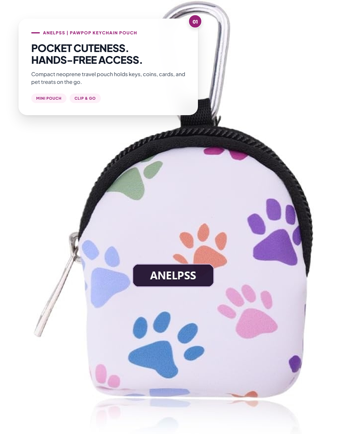 Anelpss⢠PawPop Mini Charm Coin Purse & Everyday Tech Pouch Keychain