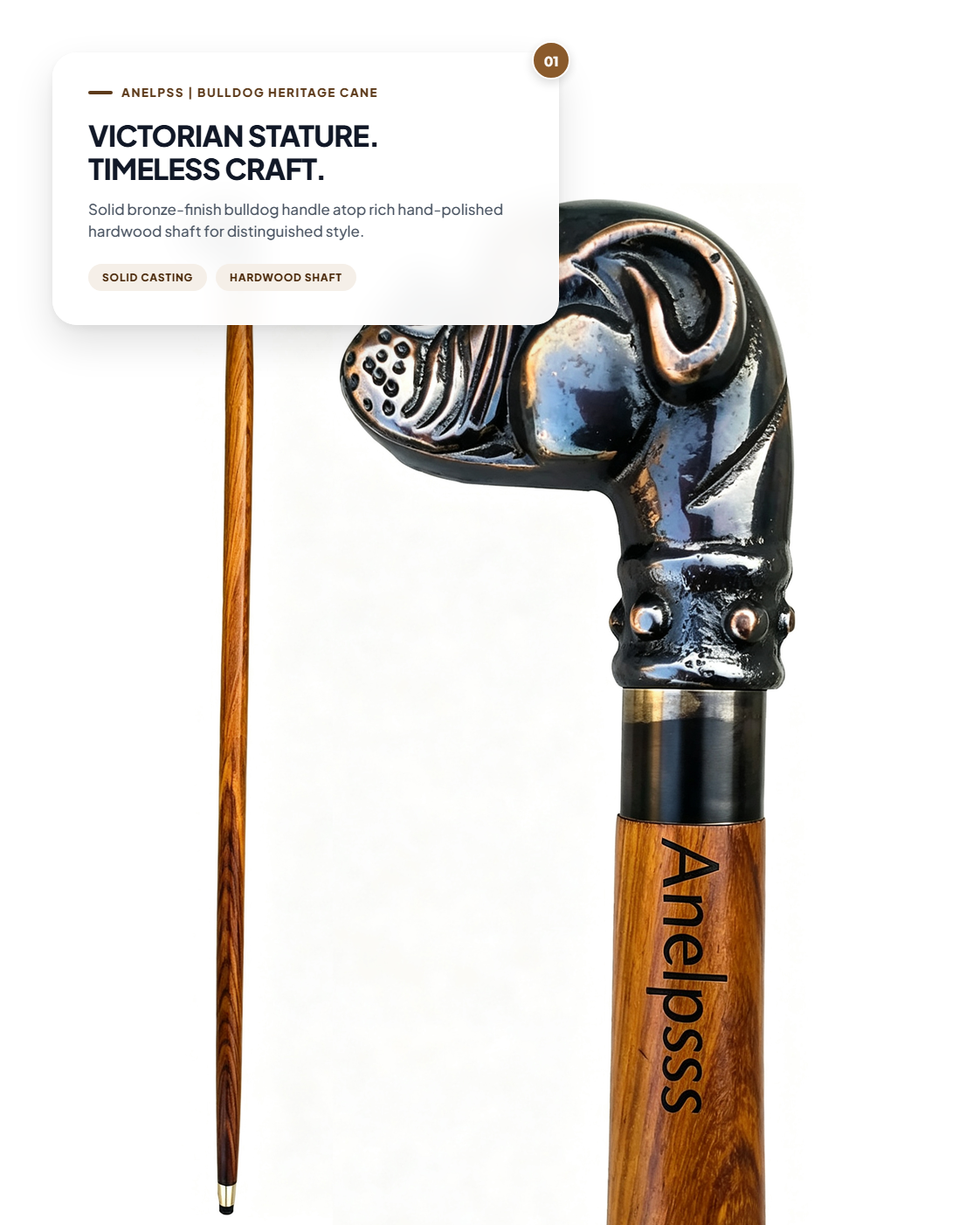 Anelpss⢠Victorian Bulldog Antique Bronze Gentleman Walking Cane